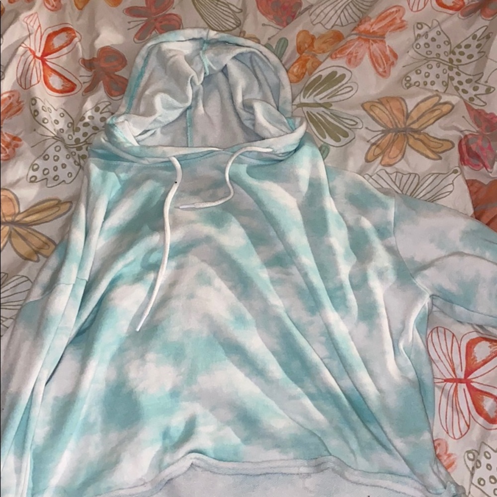 Blue and blue cropped hoodie